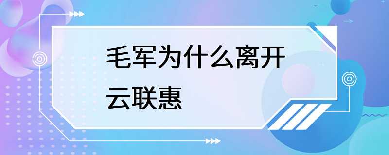 毛军为什么离开云联惠