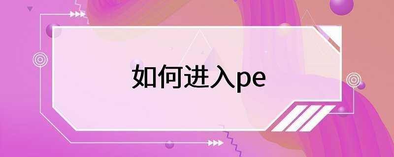 如何进入pe