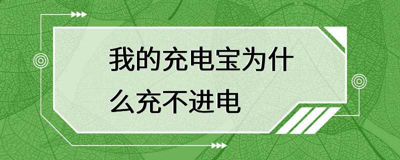 我的充电宝为什么充不进电