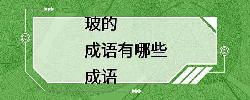 玻的成语有哪些成语