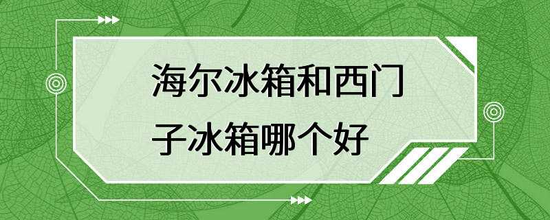 海尔冰箱和西门子冰箱哪个好