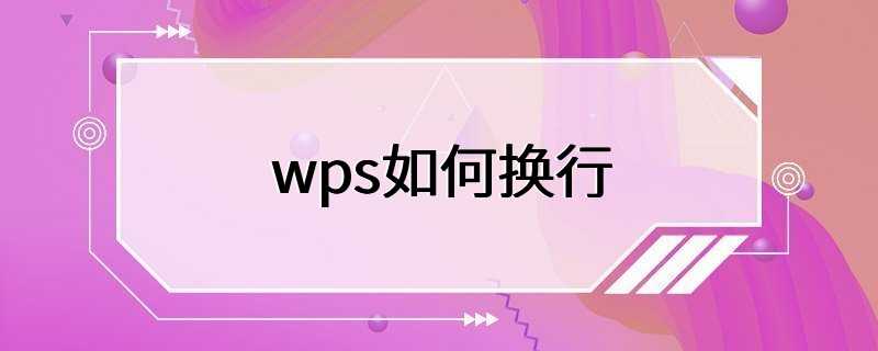 wps如何换行