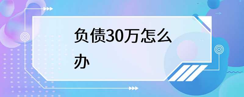 负债30万怎么办