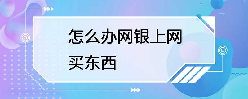 怎么办网银上网买东西