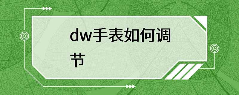 dw手表如何调节