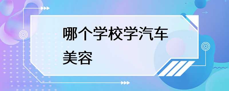 哪个学校学汽车美容