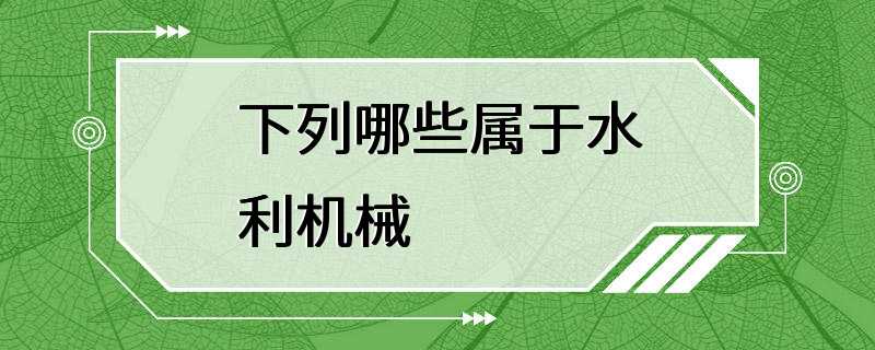 下列哪些属于水利机械