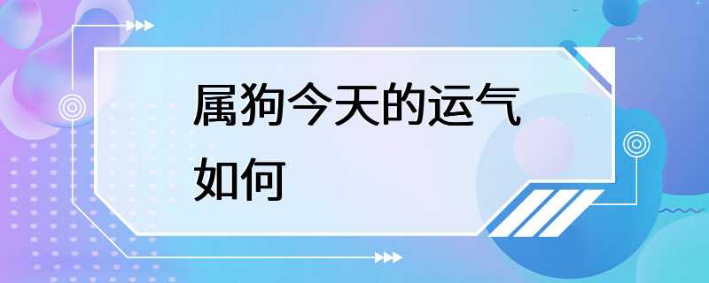 属狗今天的运气如何