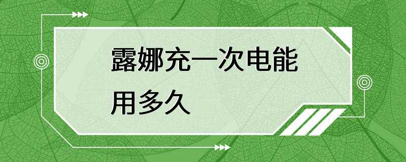 露娜充一次电能用多久