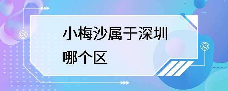 小梅沙属于深圳哪个区