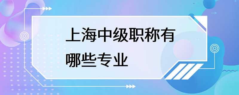 上海中级职称有哪些专业