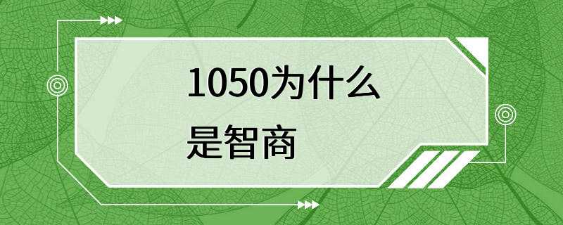 1050为什么是智商