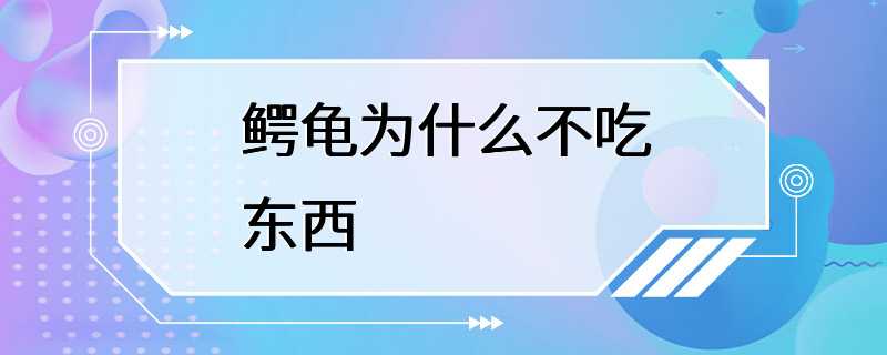 鳄龟为什么不吃东西