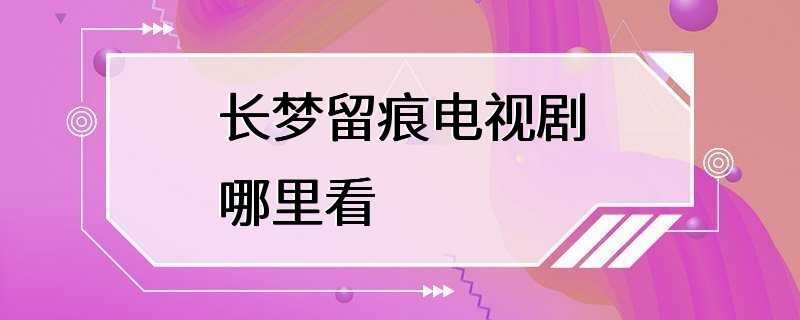 长梦留痕电视剧哪里看