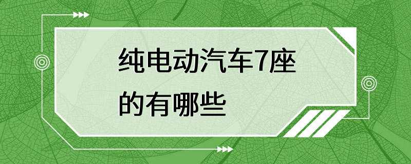 纯电动汽车7座的有哪些