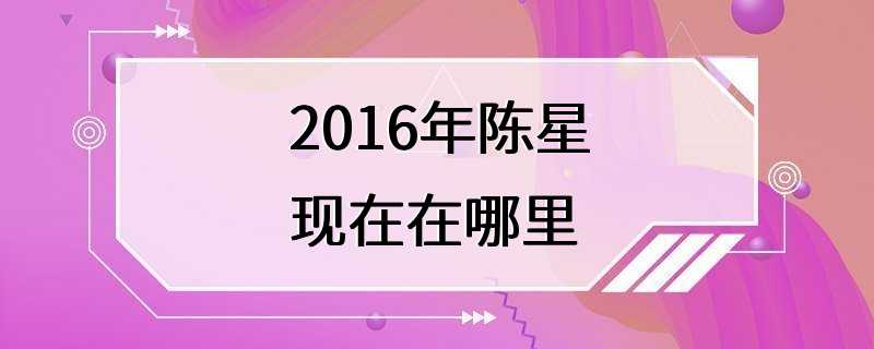 2016年陈星现在在哪里