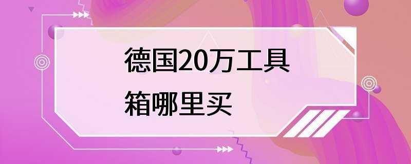 德国20万工具箱哪里买