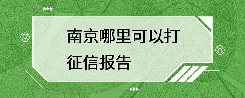 南京哪里可以打征信报告