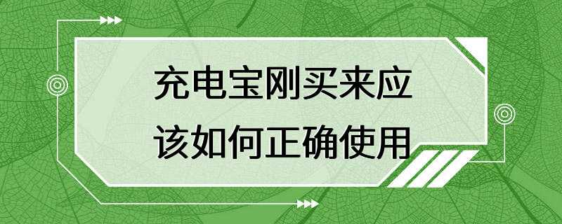 充电宝刚买来应该如何正确使用