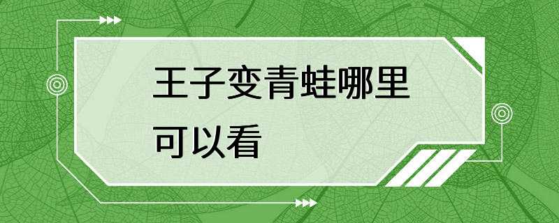 王子变青蛙哪里可以看