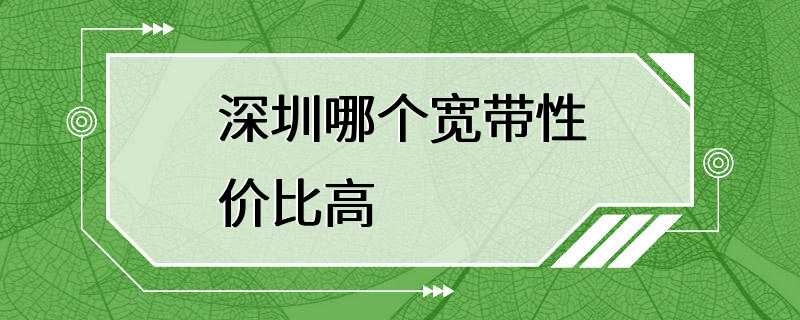 深圳哪个宽带性价比高