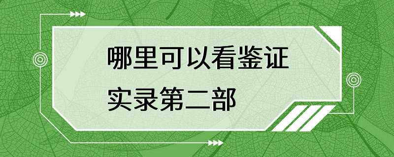 哪里可以看鉴证实录第二部