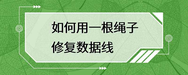 如何用一根绳子修复数据线