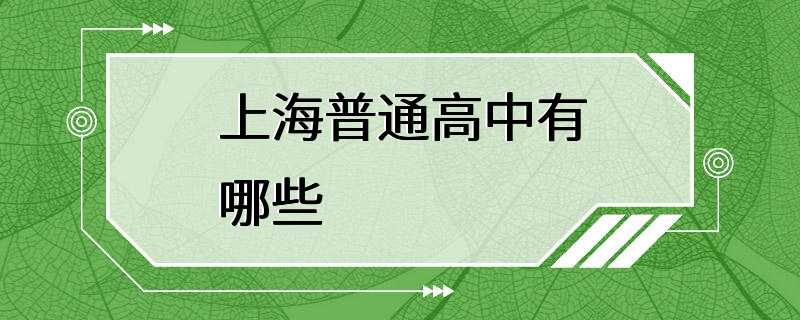 上海普通高中有哪些