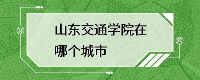 山东交通学院在哪个城市