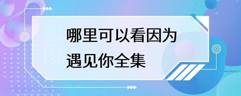 哪里可以看因为遇见你全集