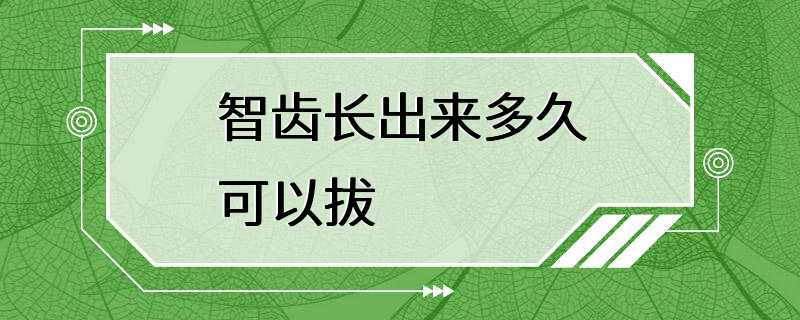 智齿长出来多久可以拔