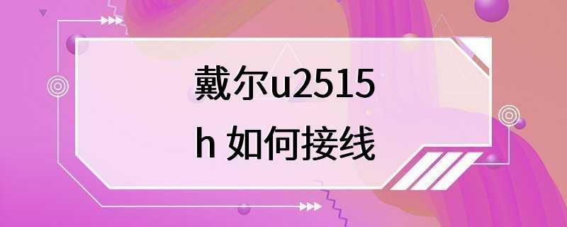 戴尔u2515h 如何接线