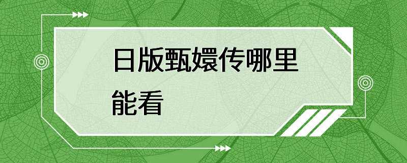 日版甄嬛传哪里能看