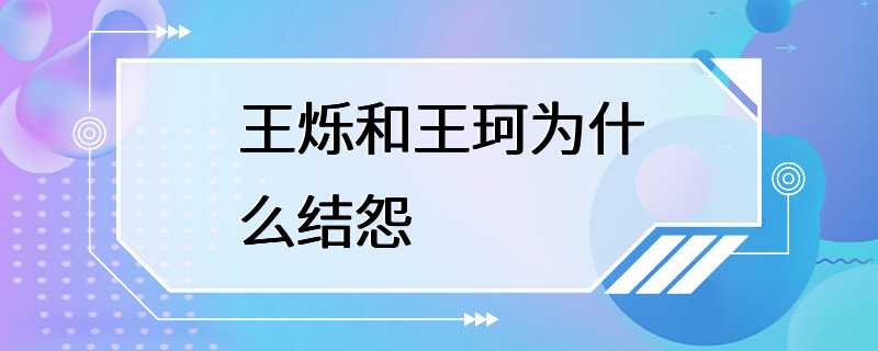 王烁和王珂为什么结怨