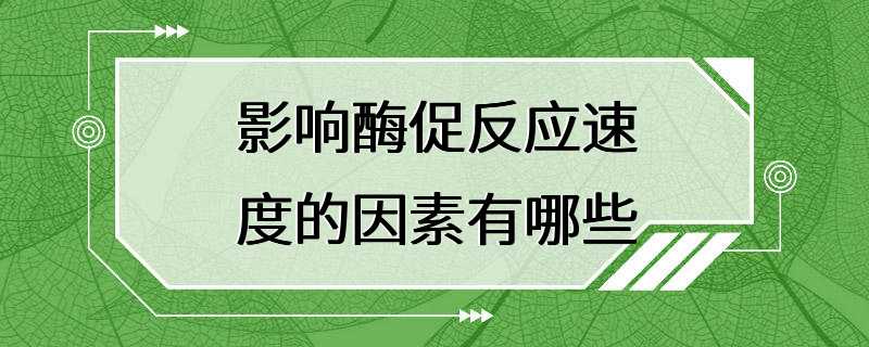 影响酶促反应速度的因素有哪些