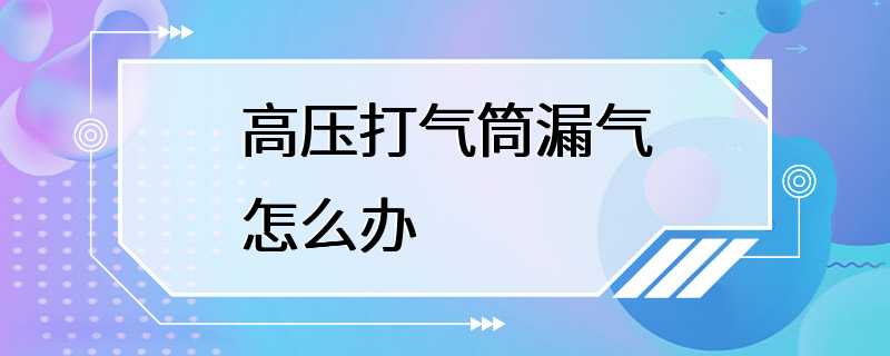 高压打气筒漏气怎么办