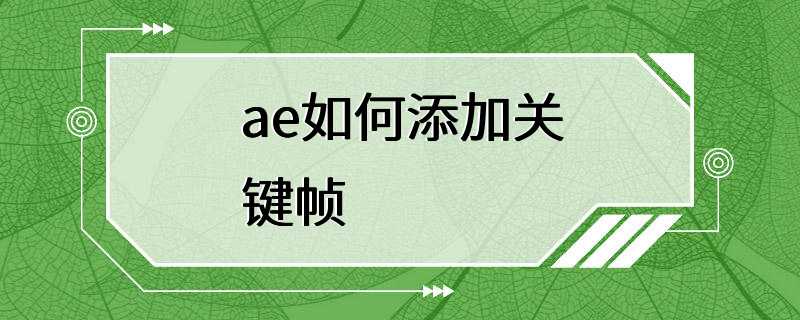 ae如何添加关键帧