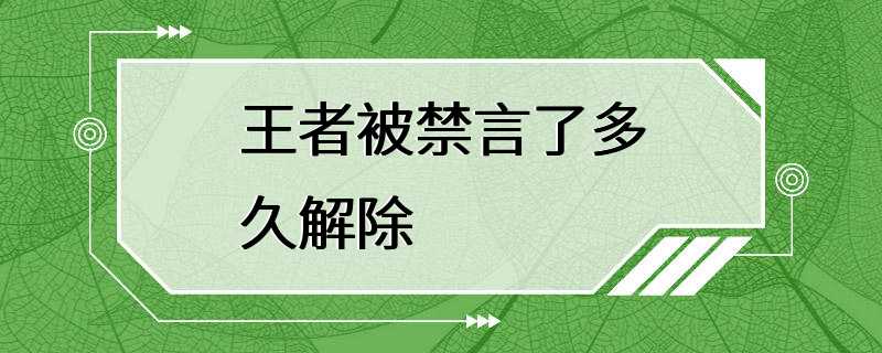 王者被禁言了多久解除