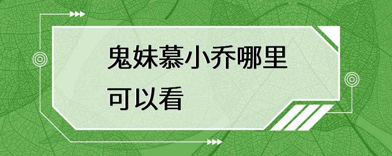 鬼妹慕小乔哪里可以看