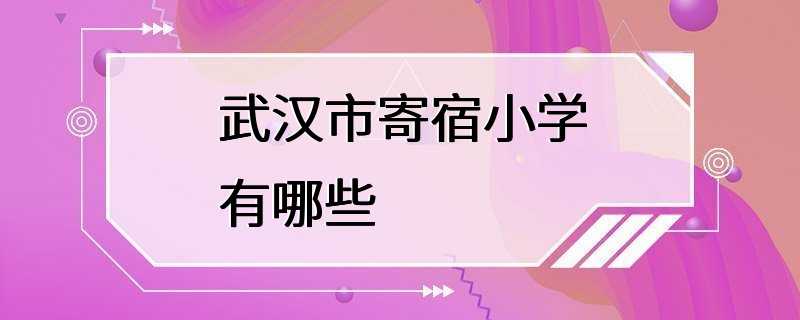 武汉市寄宿小学有哪些