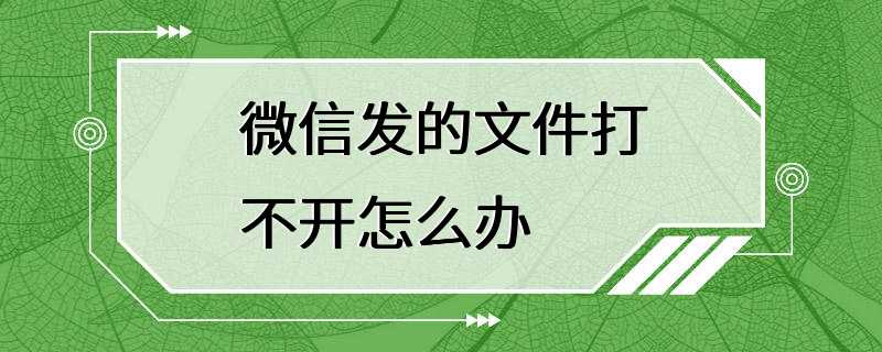 微信发的文件打不开怎么办