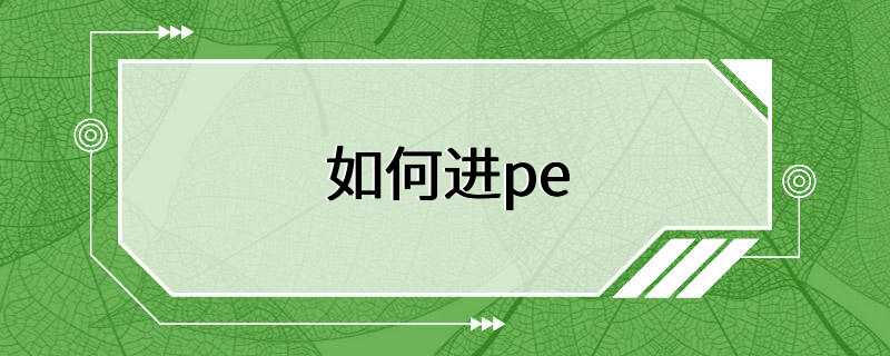 如何进pe