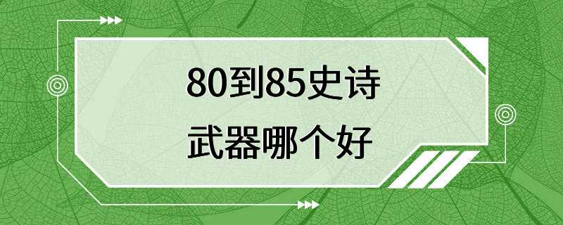 80到85史诗武器哪个好