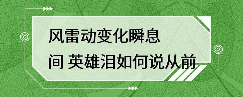 风雷动变化瞬息间 英雄泪如何说从前