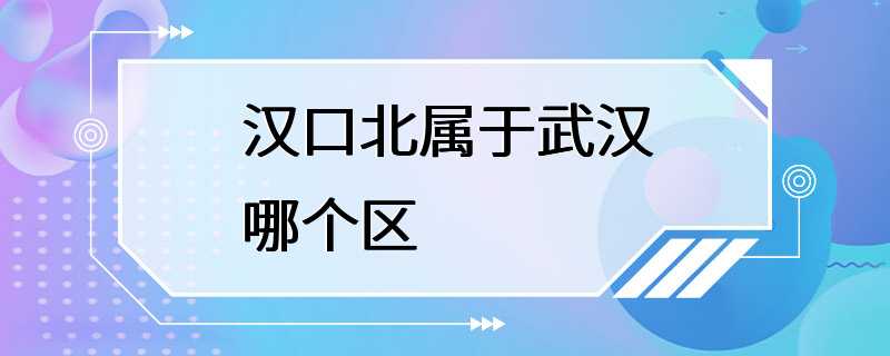 汉口北属于武汉哪个区