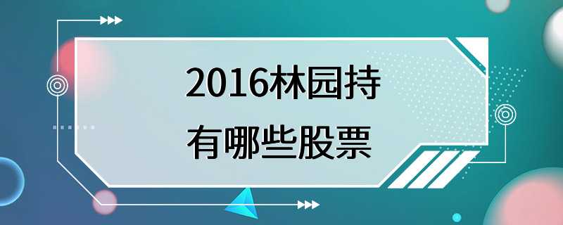 2016林园持有哪些股票