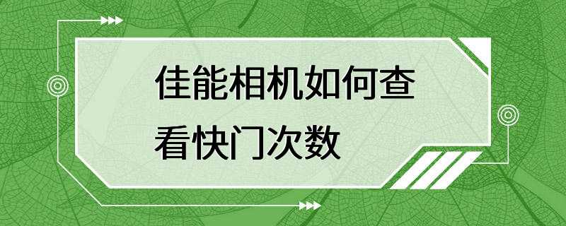 佳能相机如何查看快门次数