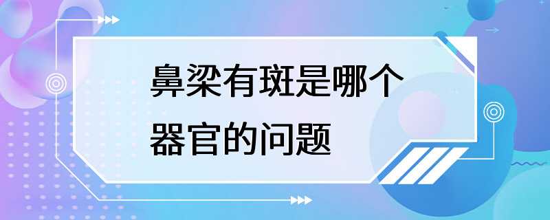 鼻梁有斑是哪个器官的问题