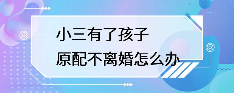 小三有了孩子 原配不离婚怎么办