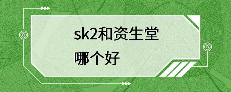 sk2和资生堂哪个好